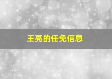 王亮的任免信息