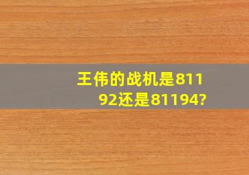 王伟的战机是81192还是81194?