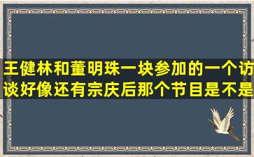 王健林和董明珠一块参加的一个访谈,好像还有宗庆后,那个节目是不是...