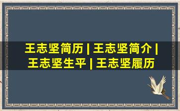 王志坚简历 | 王志坚简介 | 王志坚生平 | 王志坚履历 