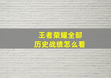 王者荣耀全部历史战绩怎么看