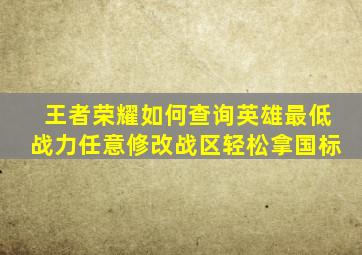 王者荣耀如何查询英雄最低战力,任意修改战区,轻松拿国标