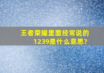 王者荣耀里面经常说的1239是什么意思?