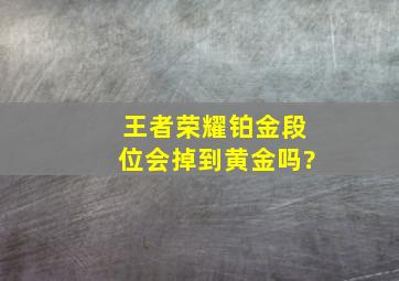 王者荣耀铂金段位会掉到黄金吗?