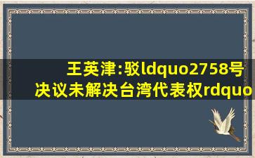 王英津:驳“2758号决议未解决台湾代表权”的错误论调