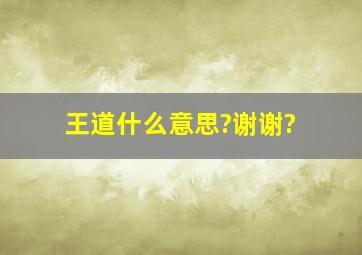 王道什么意思?谢谢?