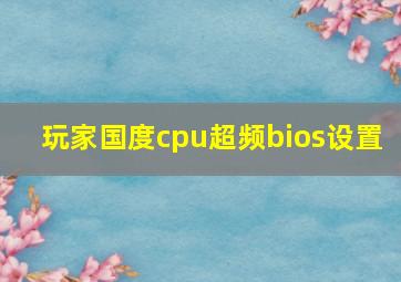 玩家国度cpu超频bios设置 