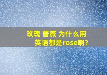 玫瑰 蔷薇 为什么用英语都是rose啊?