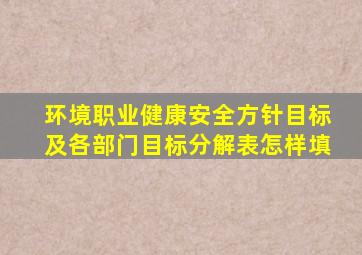 环境,职业健康安全方针,目标及各部门目标分解表怎样填