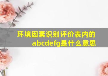 环境因素识别评价表内的abcdefg是什么意思