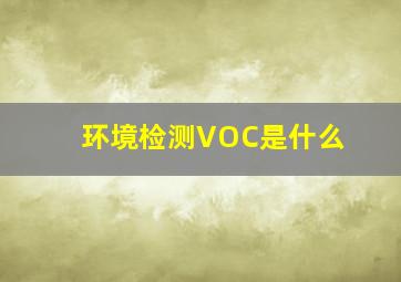 环境检测VOC是什么