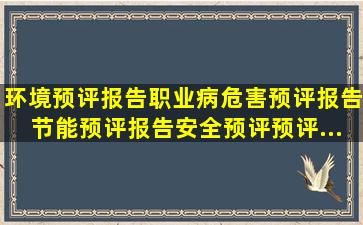 环境预评报告、职业病危害预评报告、节能预评报告、安全预评预评...