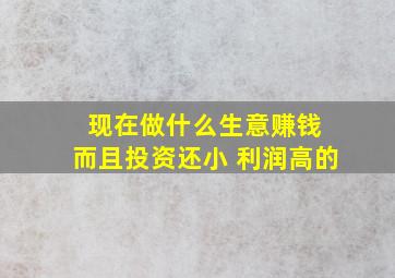 现在做什么生意赚钱 而且投资还小 利润高的