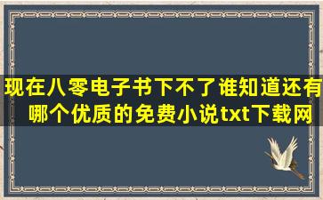 现在八零电子书下不了,谁知道还有哪个优质的免费小说txt下载网站