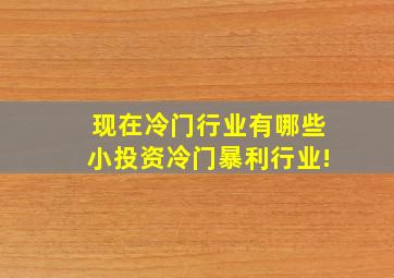 现在冷门行业有哪些(小投资冷门暴利行业!