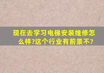 现在去学习电梯安装维修怎么样?这个行业有前景不?