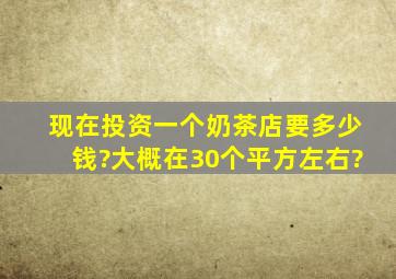 现在投资一个奶茶店要多少钱?大概在30个平方左右?