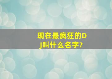 现在最疯狂的DJ叫什么名字?