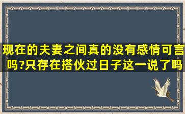 现在的夫妻之间真的没有感情可言吗?只存在搭伙过日子这一说了吗?