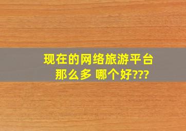 现在的网络旅游平台那么多, 哪个好???