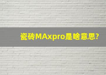 瓷砖MAxpro是啥意思?