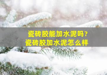 瓷砖胶能加水泥吗?瓷砖胶加水泥怎么样