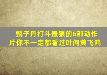 甄子丹打斗最狠的6部动作片,你不一定都看过叶问黄飞鸿