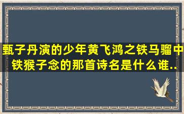 甄子丹演的《少年黄飞鸿之铁马骝》中铁猴子念的那首诗名是什么,谁...