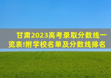 甘肃2023高考录取分数线一览表!附学校名单及分数线排名