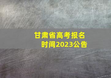 甘肃省高考报名时间2023公告