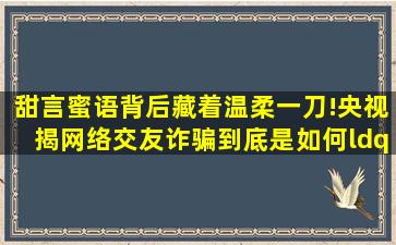 甜言蜜语背后藏着温柔一刀!央视揭网络交友诈骗,到底是如何“套路”...