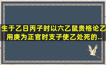 生于乙日丙子时,以六乙鼠贵格论。乙用庚为正官,时支子使乙处死的...