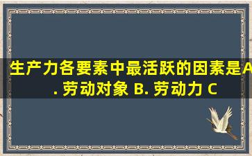 生产力各要素中最活跃的因素是( ) A. 劳动对象 B. 劳动力 C. 劳动...