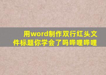 用word制作双行红头文件标题,你学会了吗哔哩哔哩