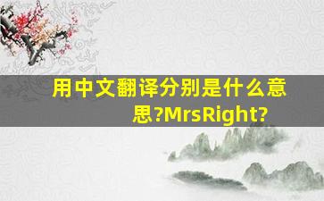 用中文翻译分别是什么意思?MrsRight?