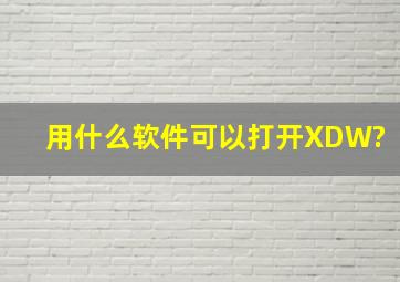 用什么软件可以打开XDW?