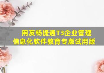 用友畅捷通T3企业管理信息化软件教育专版试用版