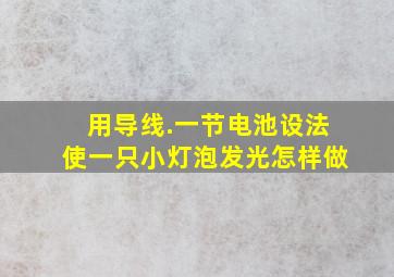 用导线.一节电池设法使一只小灯泡发光怎样做