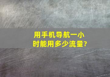 用手机导航一小时能用多少流量?