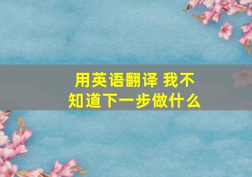 用英语翻译 我不知道下一步做什么