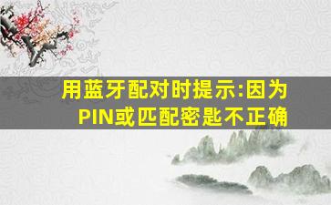 用蓝牙配对时提示:因为PIN或匹配密匙不正确