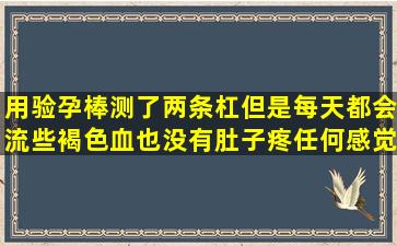 用验孕棒测了两条杠,但是每天都会流些褐色血,也没有肚子疼,任何感觉...