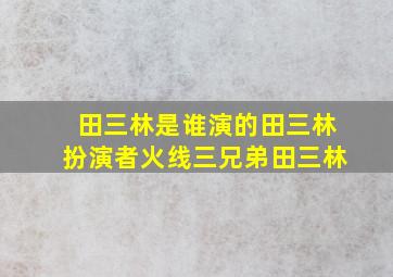 田三林是谁演的,田三林扮演者,火线三兄弟田三林