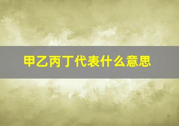 甲乙丙丁代表什么意思