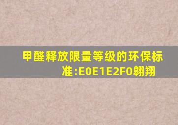 甲醛释放限量等级的环保标准:E0、E1、E2、F0翱翔