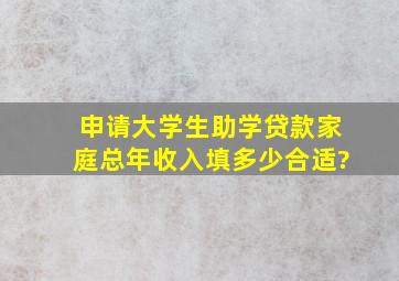 申请大学生助学贷款家庭总年收入填多少合适?