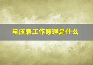 电压表工作原理是什么