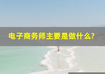 电子商务师主要是做什么?