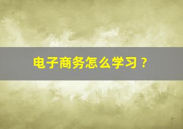 电子商务怎么学习 ?