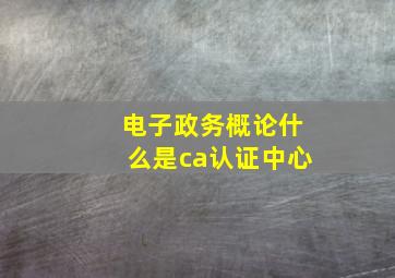 电子政务概论什么是ca认证中心